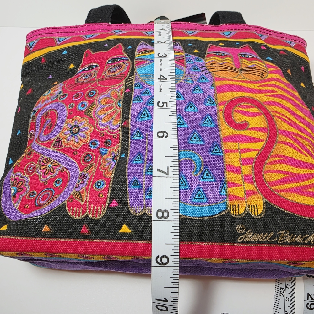 Laurel Burch Canvas Cat Tote Bag Colorful Art Print Hand Bag - Picture 13 of 15